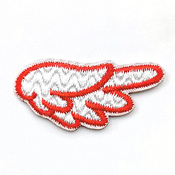 Crimson Computerized Embroidery Cloth Iron On/Sew On Patches, Costume Accessories, Right Wing, Crimson, 20x39mm