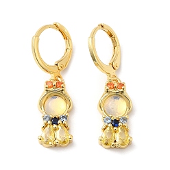 Оранжевый Серьги в форме принцессы с опалитом и кубическим цирконием, настоящие позолоченные украшения из латуни для женщин, оранжевые, 16 мм, штифты : 31~32 мм