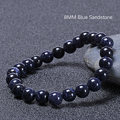 8mm Natural Blue Sandstone Bracelet with Starry Crystal Beads DIY Handmade Lucky Charm 8/10/12MM