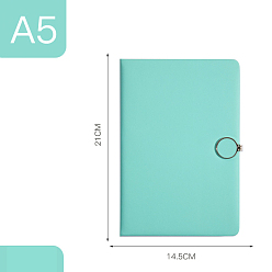 Turquoise A5 Paper Notebook, Journal, with Ribbon Marker, PU Leather Cover, Magnetic Clasp, Lined Pages, Turquoise, 210x145mm, about 100 sheets/book