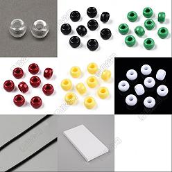 (52) Непрозрачная лаванда Ювелирные изделия, В комплект входят 200шт. акриловых европейских бусин, 1000шт 5 цвета непрозрачные пластиковые бусины, 90м вощеный шнур из полиэстера, разноцветные, 9x6 мм, отверстие : 4 мм