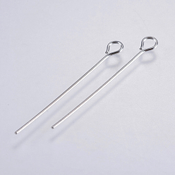 Stainless Steel Color 304 Stainless Steel Eye Pins, Stainless Steel Color, 30mm, Pin: 0.5mm, Head: 3mm, Hole: 2mm