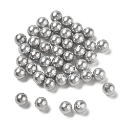 Серебро Оболочка жемчуг, половина пробурено бисера, полированный, круглые, серебряные, 8 мм, отверстие : 1 мм