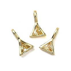 Желтый Треугольник латуни микро проложить кубических прелести диоксида циркония, стойки покрытие, долговечный, без кадмия и без свинца, золотые, желтые, 11.5x7.5x4.5 мм, отверстие : 4x2.5 мм