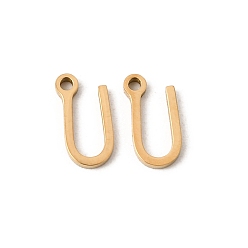 Letter U 304 подвески из нержавеющей стали, подвески с буквой az~z, ионное покрытие (ip), золотые, Буква U, 8x4x1 мм, отверстие : 1 мм