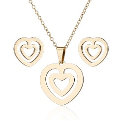 golden Sweetheart Double Heart Stainless Steel Pendant Mother's Day Collarbone Chain