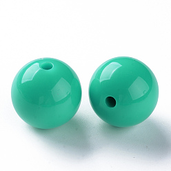Medium Aquamarine Opaque Acrylic Beads, Round, Medium Aquamarine, 20x19mm, Hole: 3mm, about 111pcs/500g