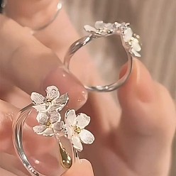 Платина Кольца из сплава для женщин, цветок, платина, 15~20 мм