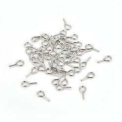 Platinum Iron Screw Eye Pin Peg Bails, For Half Drilled Beads, Platinum, 7x4x0.9mm, Hole: 1.8mm, about 3000pcs/bag