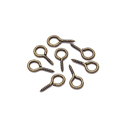 Antique Bronze Iron Screw Eye Pin Peg Bails, For Half Drilled Beads, Antique Bronze, 10x5mm, 200pcs/bag