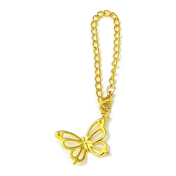 Golden Alloy Butterfly Cup Pendant Decorations, with Iron Twisted Chains Curb Chain, Golden, 141mm