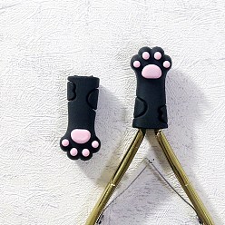 Black Bear Paw Print Silicone Nail Art Cuticle Nipper Protective Cover, for Scissors and Tweezers, Black, 3.3x1.7cm