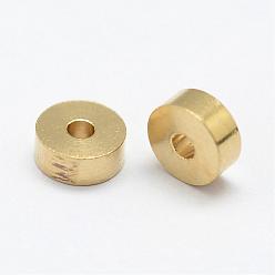 Raw(Unplated) Brass Spacer Beads, Flat Round, Nickel Free, Raw(Unplated), 5x2mm, Hole: 1.5mm