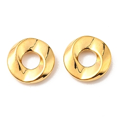 Золотой Вакуумное покрытие pvd 304 нержавеющая сталь европейские бусины, бусины с большим отверстием, витая плоские круглые, золотые, 16x4 мм, отверстие : 6 мм