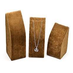 Sandy Brown Wood Necklace Rectangle Displays, Covered with Velvet, Long Chain Necklace Display Stand, Sandy Brown, 11~17x5.5x5.5cm