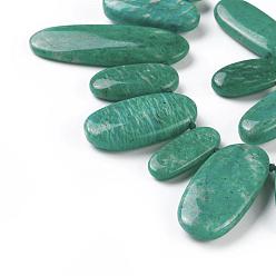 Amazonite Natural Amazonite Beads Strands, Oval, 22~50x10~19x5~9mm, Hole: 1mm, about 29pcs/strand, 16.4 inch(41.8cm)