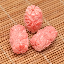 Light Coral Dyed Carved Column Synthetic Coral Beads, Light Coral, 19x12mm, Hole: 2mm
