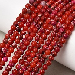 Красный Натуральный регалит / имперская яшма / морские отложения, окрашенные, круглые, красные, 3 мм, отверстие : 0.8 мм, около 140 шт / нитка, 15.94'' (40.5 см)