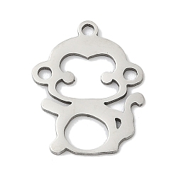 Нержавеющая Сталь Цвет 201 подвески из нержавеющей стали, прелести обезьяны, цвет нержавеющей стали, 17.5x14.5x1 мм, отверстие : 1.4 мм