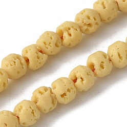 Светло-хаки Нити синтетических бусин, окрашенных в лавовый камень, круглые, светлый хаки, 4 мм, отверстие : 1 мм, около 91 шт / нитка, 14.96'' (38 см)