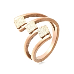 Розовое Золото Текстурированный ромб 304 перстень из нержавеющей стали для женщин, ионное покрытие (ip), розовое золото , внутренний диаметр: 17 мм