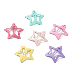Mixed Color Cute Spray Painted Iron Snap Hair Clips, Star, for Childern, Mixed Color, 30x31x1.5mm, 6pcs/set