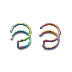 Rainbow Color 304 нержавеющая сталь 2 зажим для лески на кольцах для носа, манжеты для носа кольца, ионное покрытие (ip), Радуга цветов, 9.5x10x8 мм