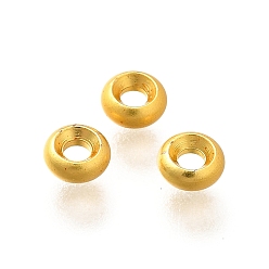 Матовый Золотой Цвет Латунные бусины, долговечный, без кадмия и без свинца, плоско-круглые, матовый золотой цвет, 4x1.5 мм, отверстие : 1.4 мм