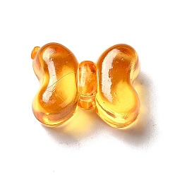 Gold Transparent Acrylic Beads, Bowknot, Gold, 11x15x8mm, Hole: 3mm, about 550pcs/500g
