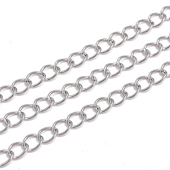 Stainless Steel Color 304 Stainless Steel Twisted Chains, for DIY Jewelry Making, Soldered, Stainless Steel Color, 5x3.5x0.6mm
