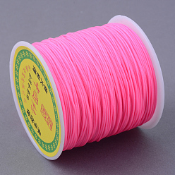 Ярко-Розовый Плетеной нейлоновой нити, китайский шнур для завязывания бисера шнур для изготовления ювелирных изделий из бисера, ярко-розовый, 0.8 мм, около 100 ярдов / рулон