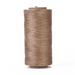 Camel Waxed Polyester Cord, Micro Macrame Cord, Waxed Sewing Thread, Flat, Camel, 0.8mm, about 284.33 yards(260m)/roll