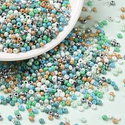 Light Sky Blue Opaque & Transparent & Metallic Colours Glass Seed Beads, Round Hole, Round, Light Sky Blue, 1.8~2x1.3~1.5mm, Hole: 0.7mm, about 56250Pcs/pound
