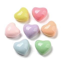 Mixed Color Candy Color Opaque Resin Cabochons, Heart, Mixed Color, 14x15.5x8.5mm