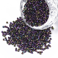 Colorful 11/0 Grade A Glass Seed Beads, Cylinder, Uniform Seed Bead Size, Metallic Colours, Colorful, 1.5x1mm, Hole: 0.5mm, about 20000pcs/bag