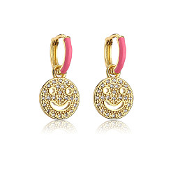 41111 Colorful Oil Drop Copper Earrings with 18K Gold Plating and High-Quality Zirconia Stones