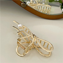 J25-B79 Bright Gold Luxury Alloy Butterfly Bow Hair Clip for Updo with Chic Texture and Metallic Finish