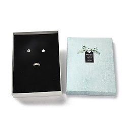 Pale Turquoise Cardboard Jewelry Big Set Boxes, with Sponge Inside, Rectangle with Bowknot, Pale Turquoise, 18.1x13.2x3.9cm