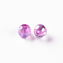 Violet Transparent Acrylic Beads, AB Color Plated, Round, Violet, 8x7mm, Hole: 2mm, about 1745pcs/500g
