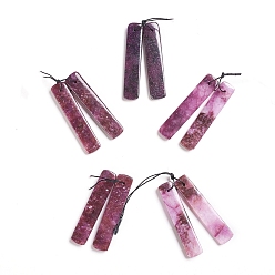 Lepidolite Natural Lepidolite/Purple Mica Stone Pendants, for Jewelry Making, Rectangle, 48~48.5x10~10.5x4~4.5mm, Hole: 1mm