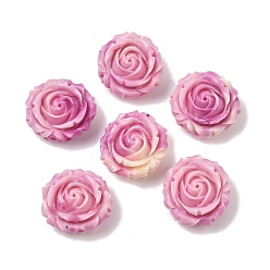 Серо-розавый Синтетические резные бусины, окрашенные в ракушки, цветок, увядшая роза, 15x16x8 мм, отверстие : 1.2 мм