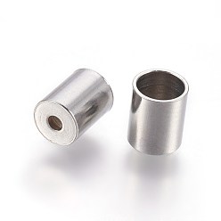 Stainless Steel Color 201 Stainless Steel Cord Ends, End Caps, Column, Stainless Steel Color, 6x5mm, Hole: 1.4mm, Inner Diameter: 4mm