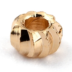 Real 24K Gold Plated Brass Beads, Long-Lasting Plated, Corrugated Rondelle, Real 24K Gold Plated, 2.5x1.5mm, Hole: 1mm
