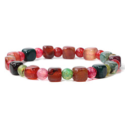 FD10676-19CM Natural Stone Beaded Bracelet for Men - Candy Color Agate Bracelet Jewelry