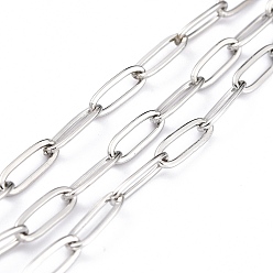 Stainless Steel Color 304 Stainless Steel Paperclip Chains, Soldered, with spool, Stainless Steel Color, Link: 12x4x1mm, about 32.8 Feet(10m)/roll
