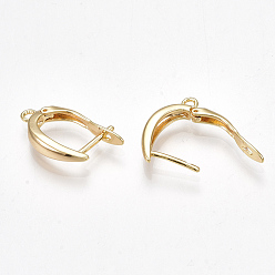 Real 18K Gold Plated Brass Hoop Earring Findings with Latch Back Closure, Nickel Free, Real 18K Gold Plated, 21x12x3.5mm, Hole: 1.5mm, Pin: 1mm