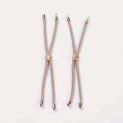 Real Rose Gold Plated Nylon Twisted Cord Bracelet Making, Slider Bracelet Making, with Brass Findings, Long-Lasting Plated, Cadmium Free & Lead Free, Tree of Life, Linen, Real Rose Gold Plated, 210~220x2mm, Hole: 2mm