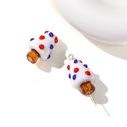 White Christmas Theme Handmade Lampwork Beads, Christmas Tree, White, 19x12mm