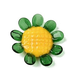 Gold Handmade Lampwork Fridge Magnet, Sunflower, Gold, 35x7mm