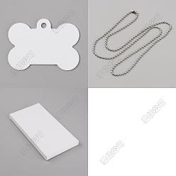 Другие 45 шт. пустые двухсторонние алюминиевые подвески с термопереносом, любимая бирка, белые, 45Изготовление ожерелья из железного шара, кость, 36.4x50.8x1 мм, отверстие : 3.8 мм